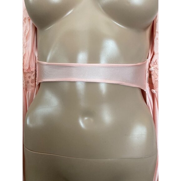 Vintage Olga Nightgown Robe Pink Nylon Lace Long Sleeve Style 9737 Size S USA - Picture 10 of 12